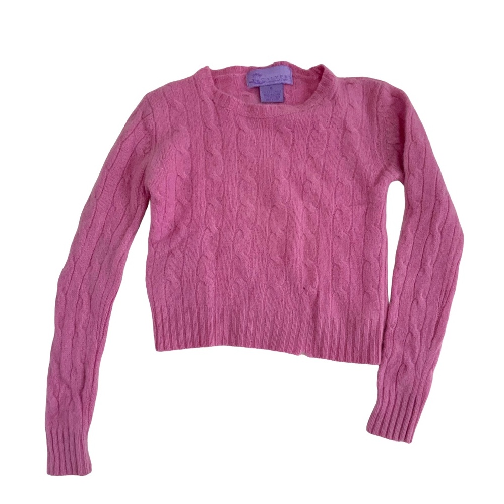 CALYPSO CASHMERE SZ: 4 CABLE KNIT DESIGN PINK